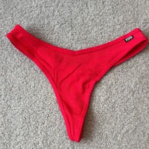 PINK VS Ribbed Cotton Thong Large